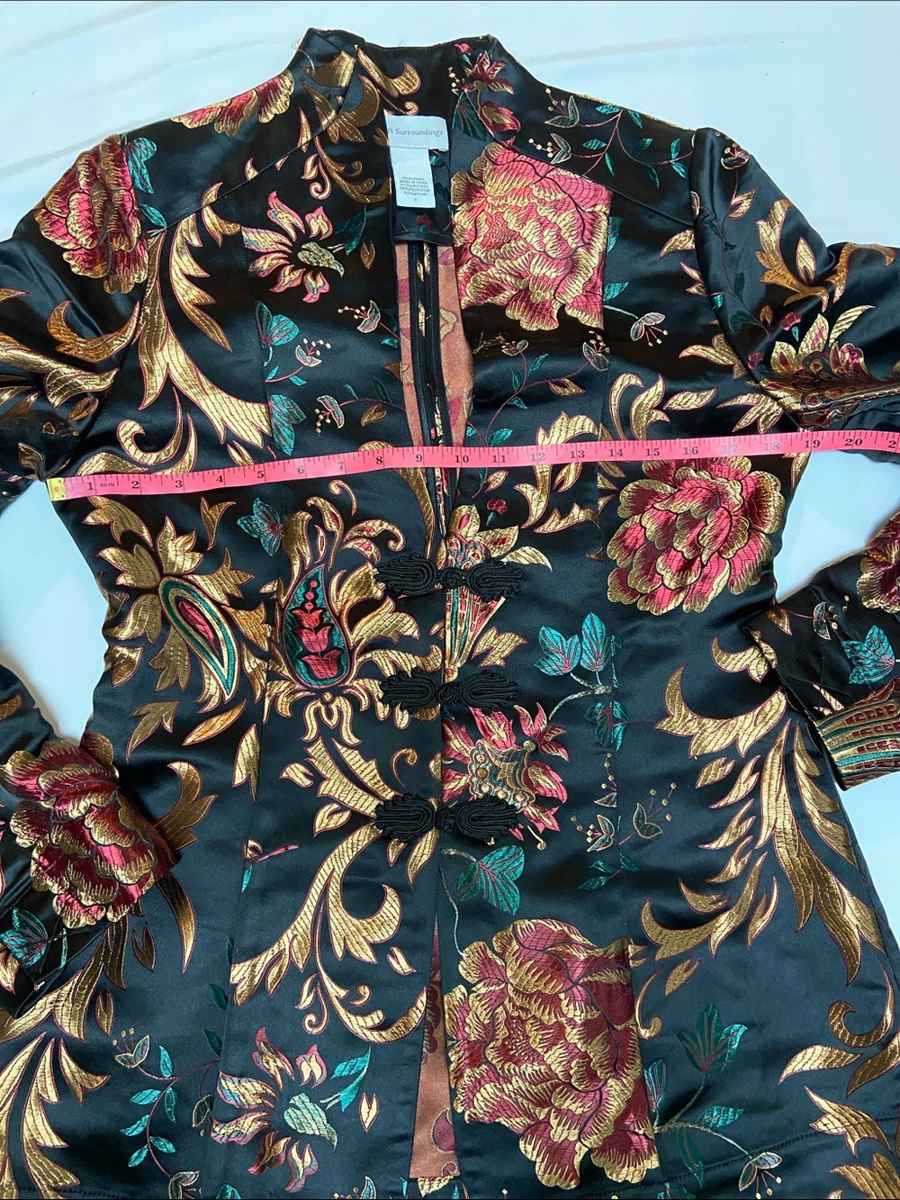 Soft Surroundings Moon Dynasty Black Satin Brocade Jacket Regencycore Baroque - Picture 8 of 10